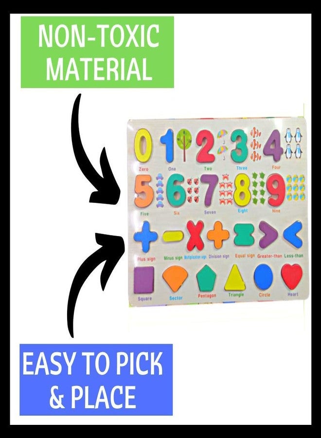 FI - FLICK IN 2 Pcs Wooden Capital Alphabet & Number Signs Puzzle for 3 Year Kids Educational Learning Tray Games Toy for Kids (Pack of 2, Multicolor) - Image 5